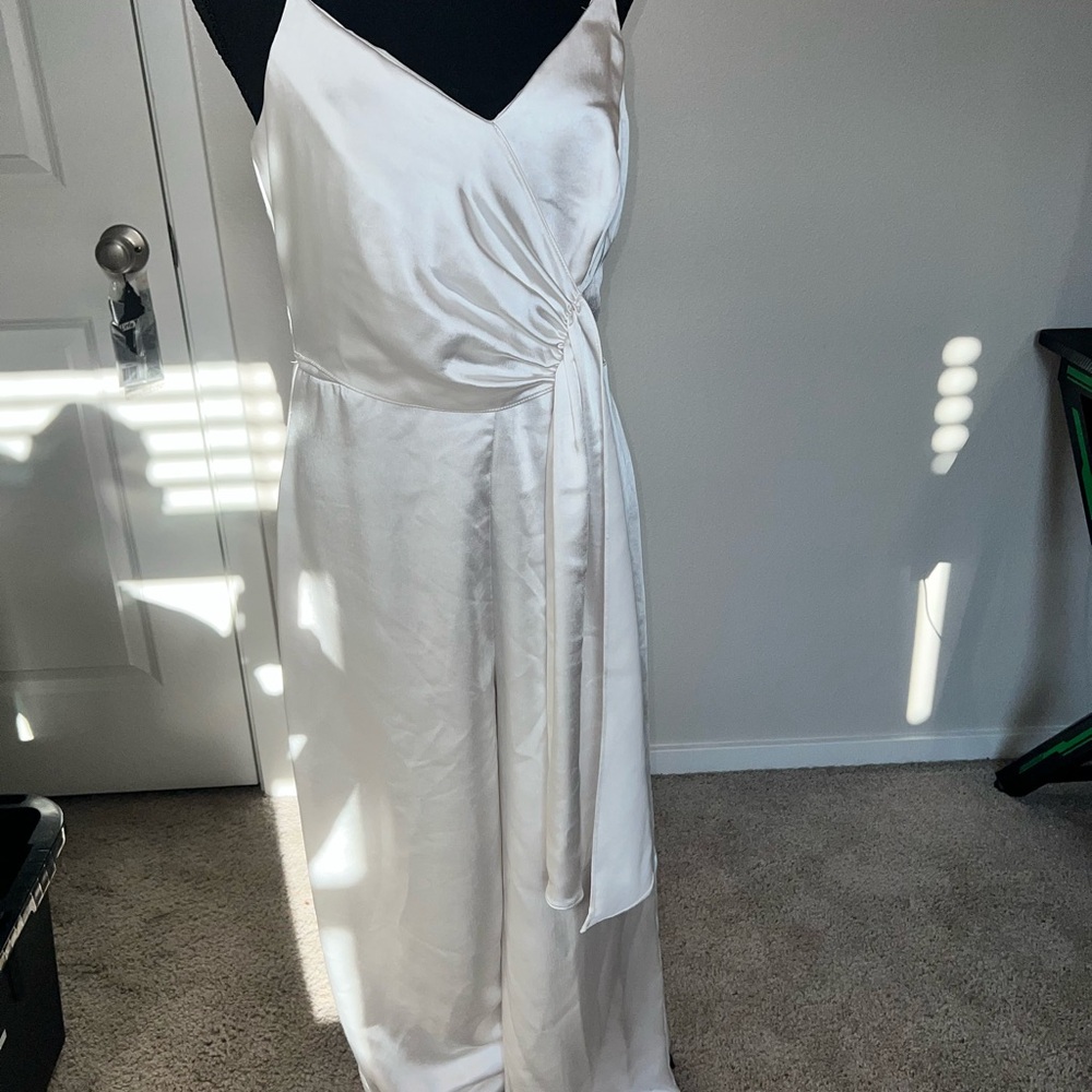 Lulu's White Satin Jumpsuit
